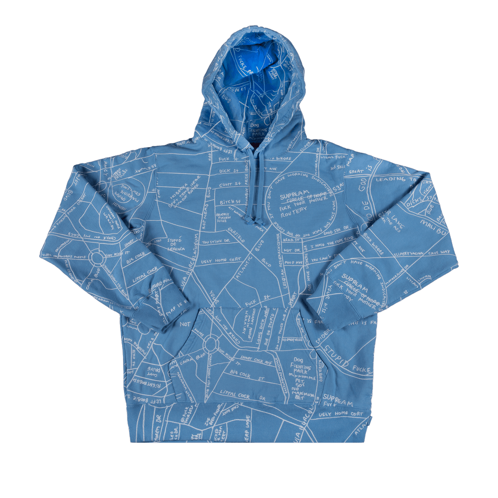 Buy Supreme Gonz Embroidered Map Hooded Sweatshirt 'Blue