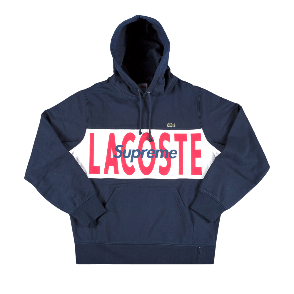 Buy Supreme x Lacoste Logo Panel Hooded Sweatshirt 'Navy
