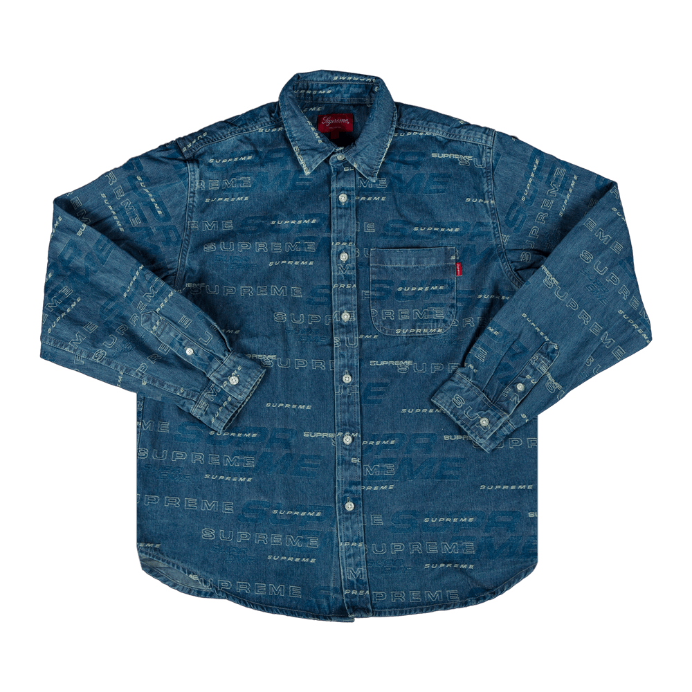 Buy Supreme Dimensions Logo Denim Shirt 'Blue' - FW19S3 BLUE