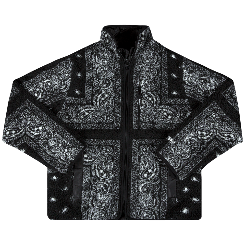 Supreme Reversible Bandana Fleece Jacket 'Black'