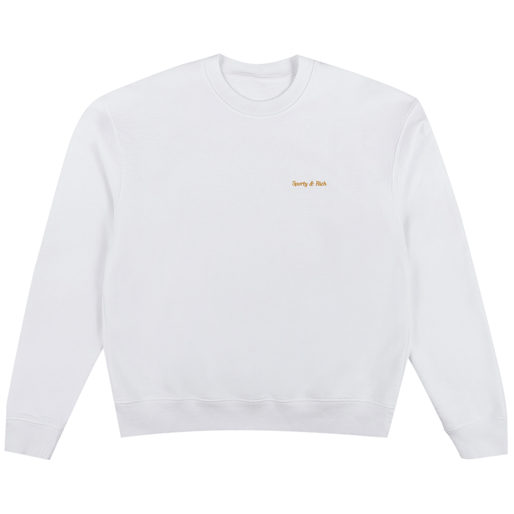 Sporty & Rich Classic Logo Crewneck 'White/Gold Embroidery'