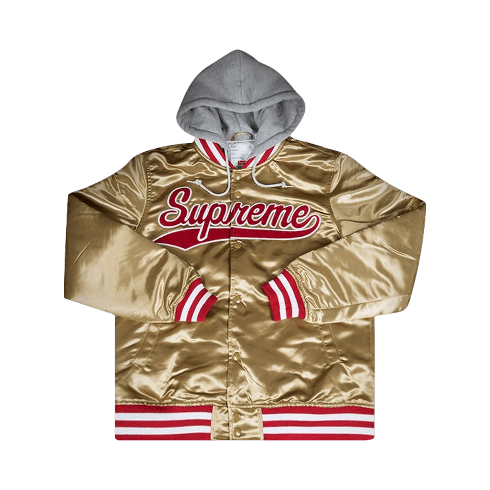 Buy Supreme Hooded Satin Varsity Jacket 'Gold' - SS14J36 Buy Supreme Hooded Satin Varsity Jacket 'Gold' - SS14J36