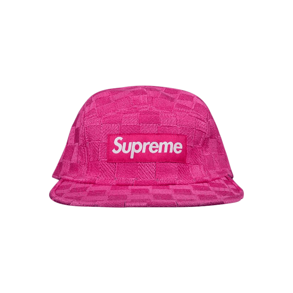 Supreme Checker Weave Camp Cap 'Pink' | GOAT