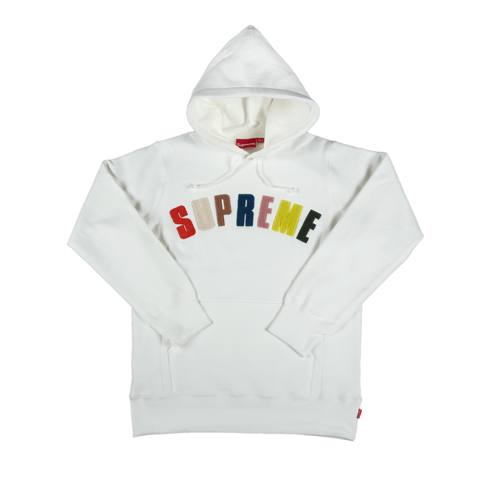 Supreme Chenille Arc Logo Hooded Sweatshirt 'White'