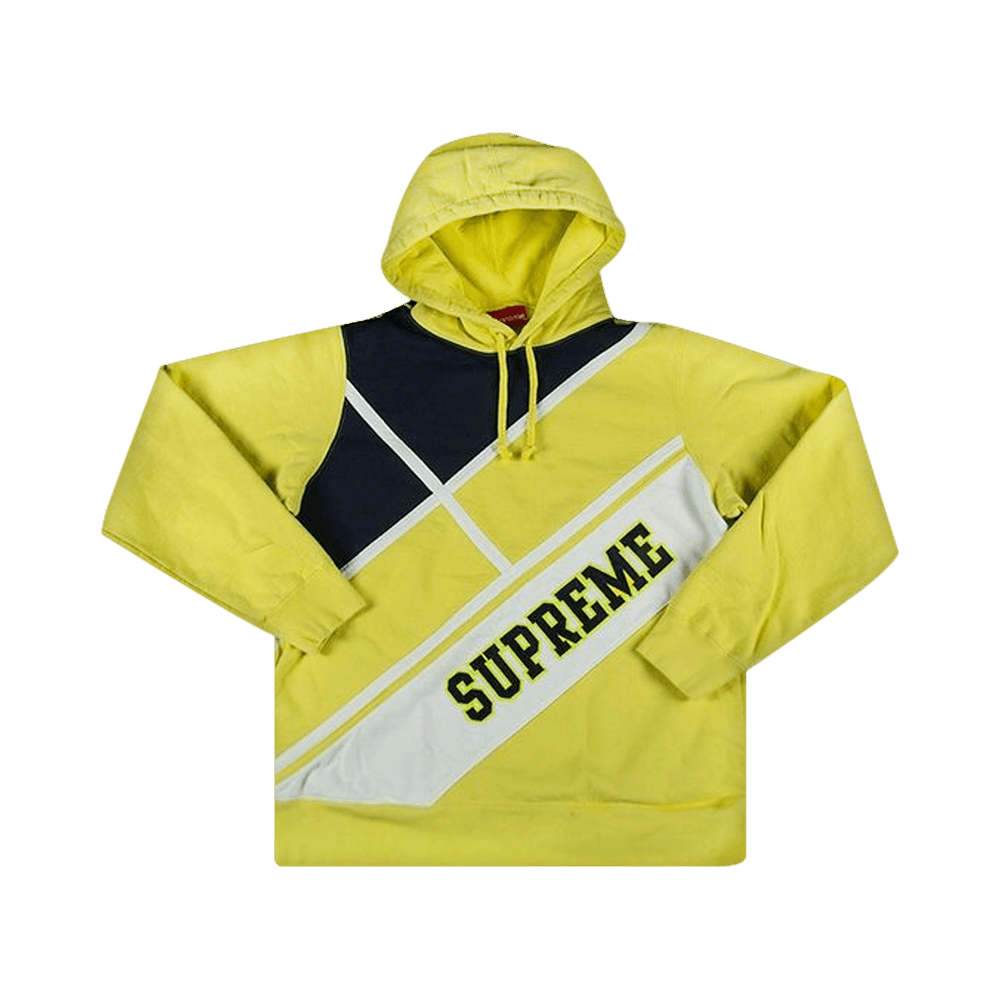 Buy Supreme Diagonal Hooded Sweatshirt 'Lemon' - SS18SW27 LEMON | GOAT
