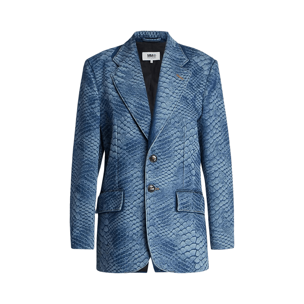 MM6 / snakeskin pattern single jacket/テーラードジャケット/42/コットン/BLU Buy MM6 Maison Margiela Blazer 'Blue Wash With Snake Print