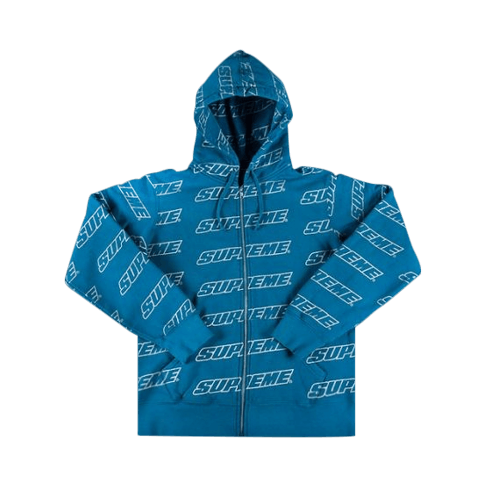 Buy Supreme Repeat Zip Up Hooded Sweatshirt 'Aqua 