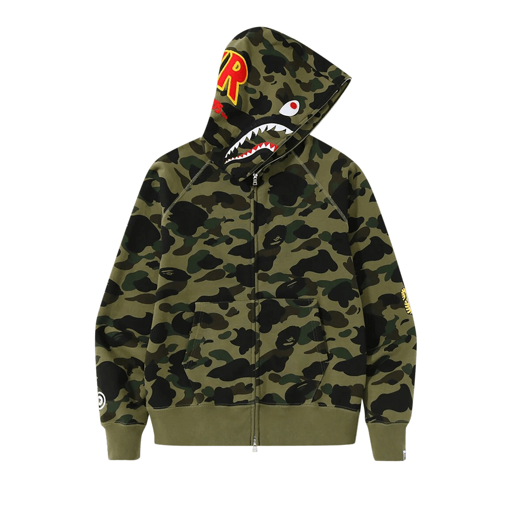 BAPE シャーク＆タイガー クッション 40cm x 40cm 赤緑迷彩