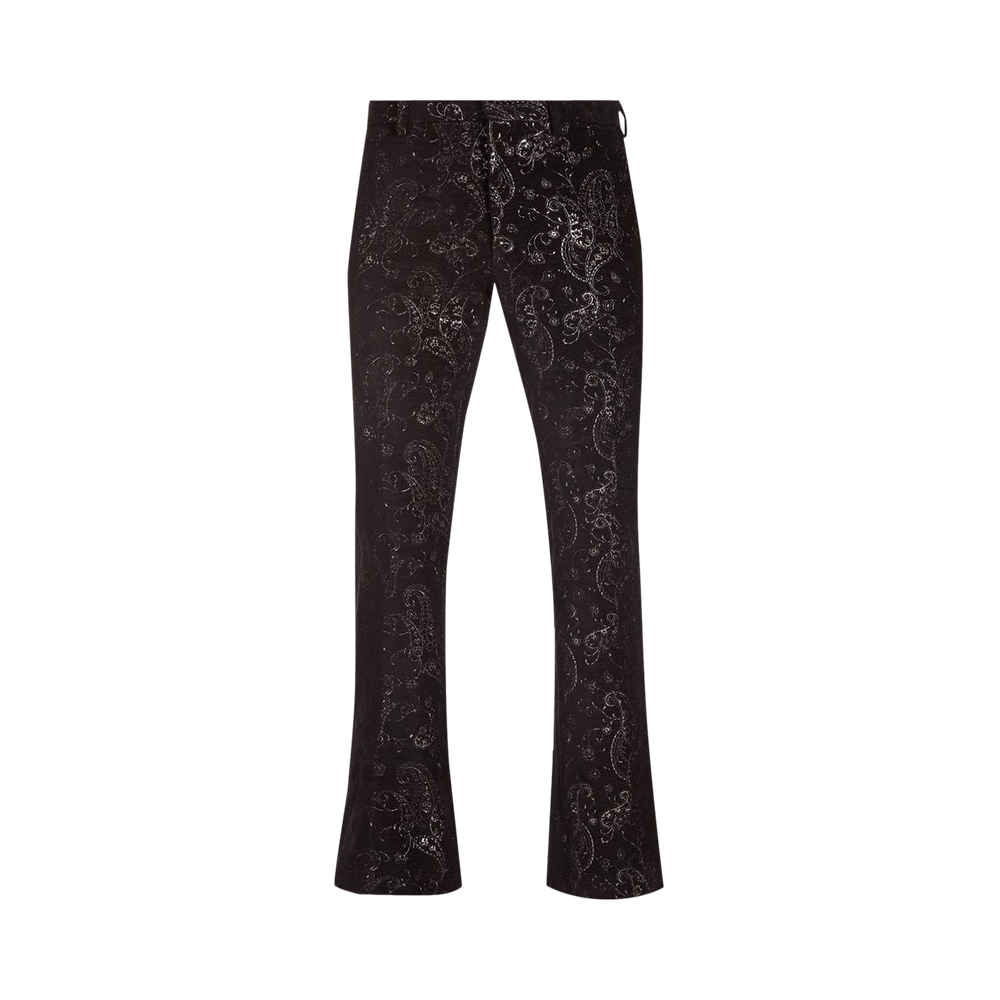 Buy Amiri Paisley Velvet Glitter Flare 'Black' - Y0M09162VG