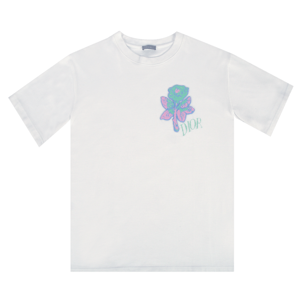 Buy Dior Short-Sleeve Foxton Rose T-Shirt 'White' - 943J605D0554