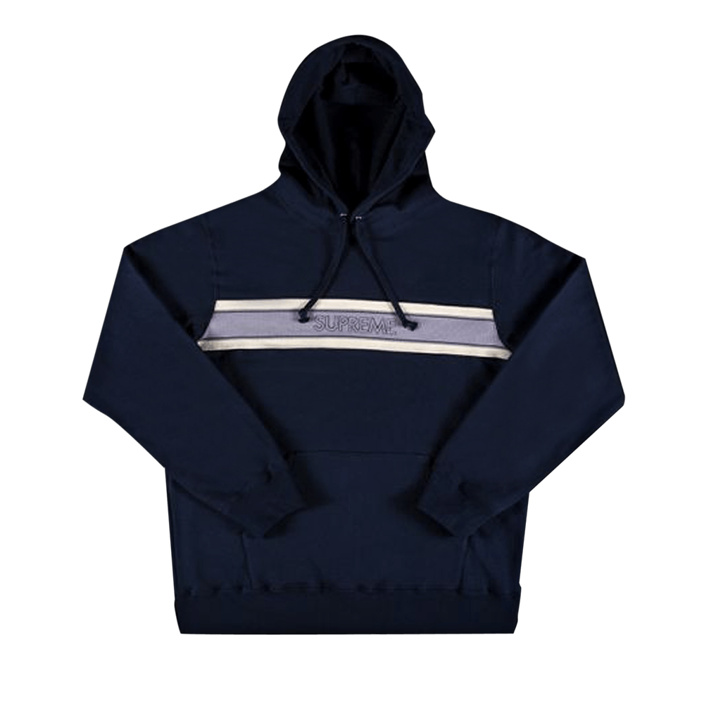 Buy Supreme Chest Stripe Logo Hooded Sweatshirt 'Navy' - SS19SW37