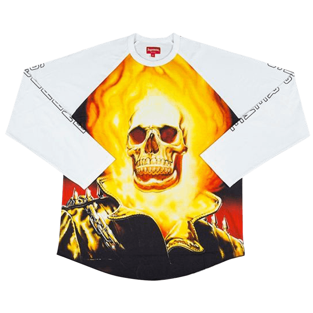 Supreme Ghost Rider Raglan Long-Sleeve Top 'White'