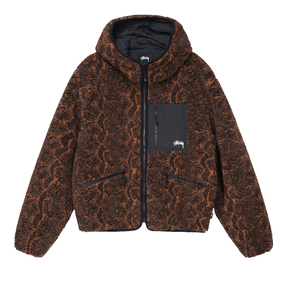 Stussy Snake Jacquard Sherpa Jacket Brown Price in India | Culture