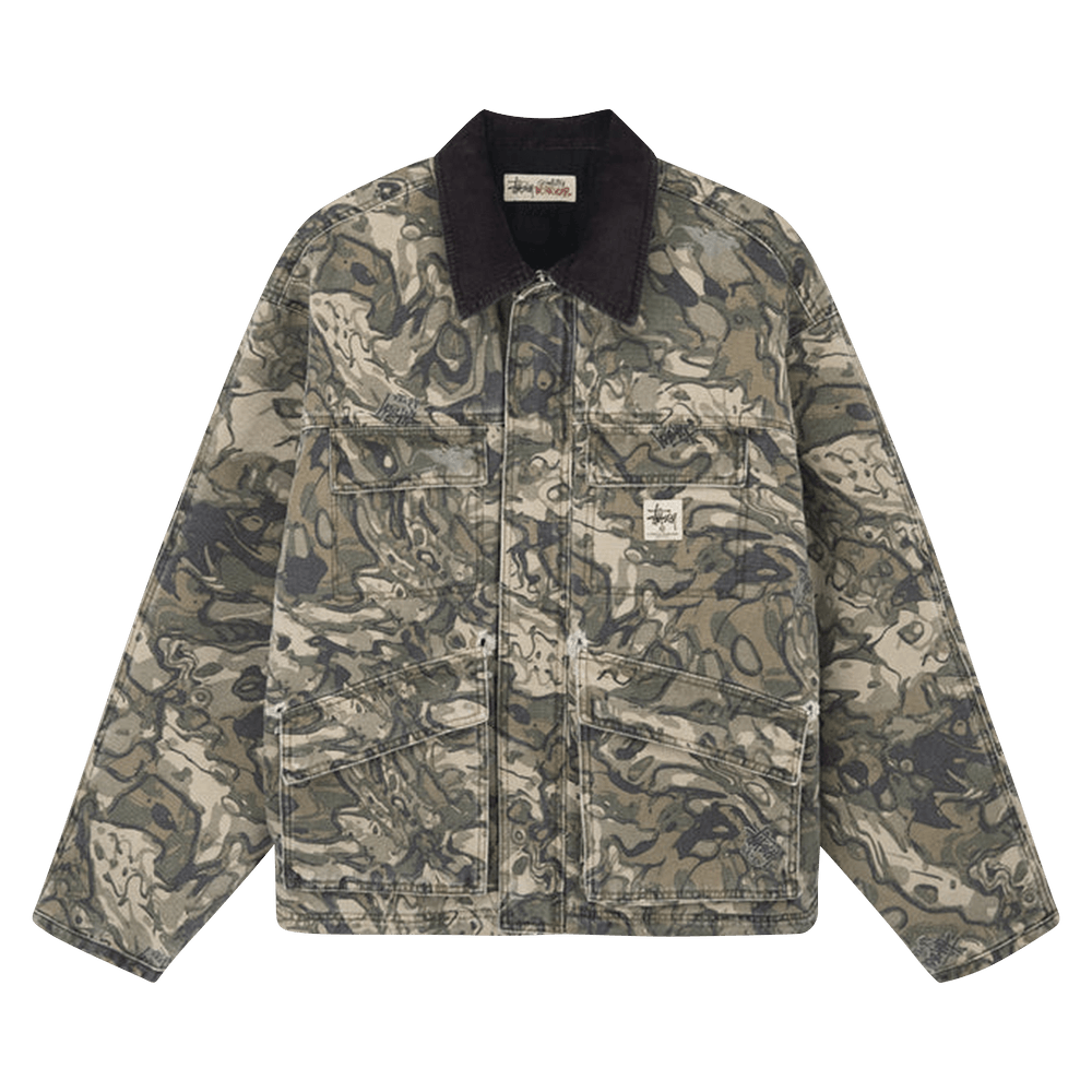 Buy Stussy Washed Canvas Shop Jacket 'Veil Camo' - 115589
