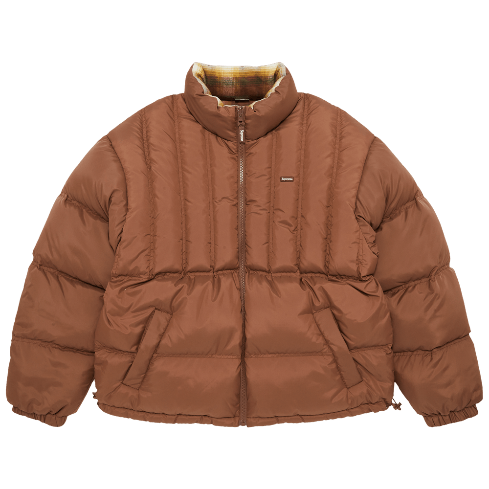 Supreme Flannel Reversible Puffer Jacket 'Brown' | GOAT