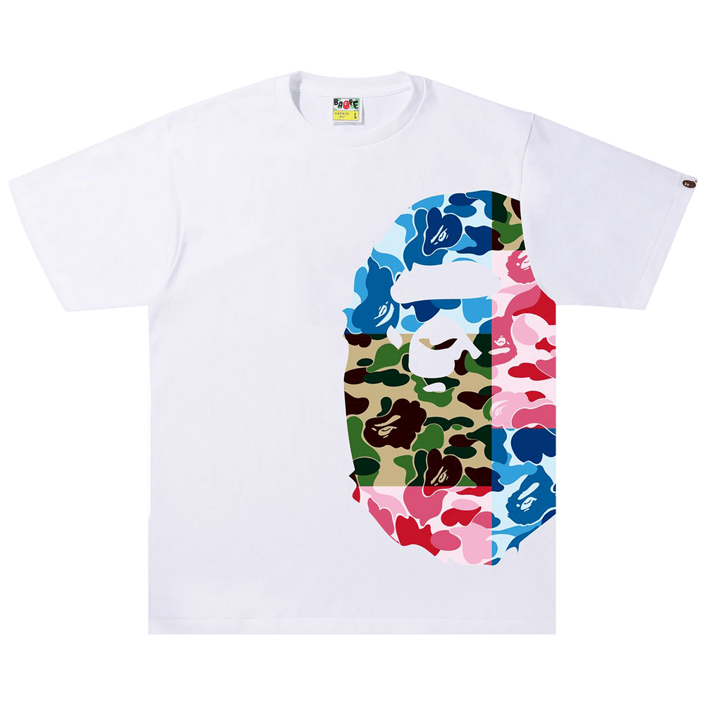 Buy BAPE ABC Camo Crazy Side Big Ape Head Tee 'White' - 1I30