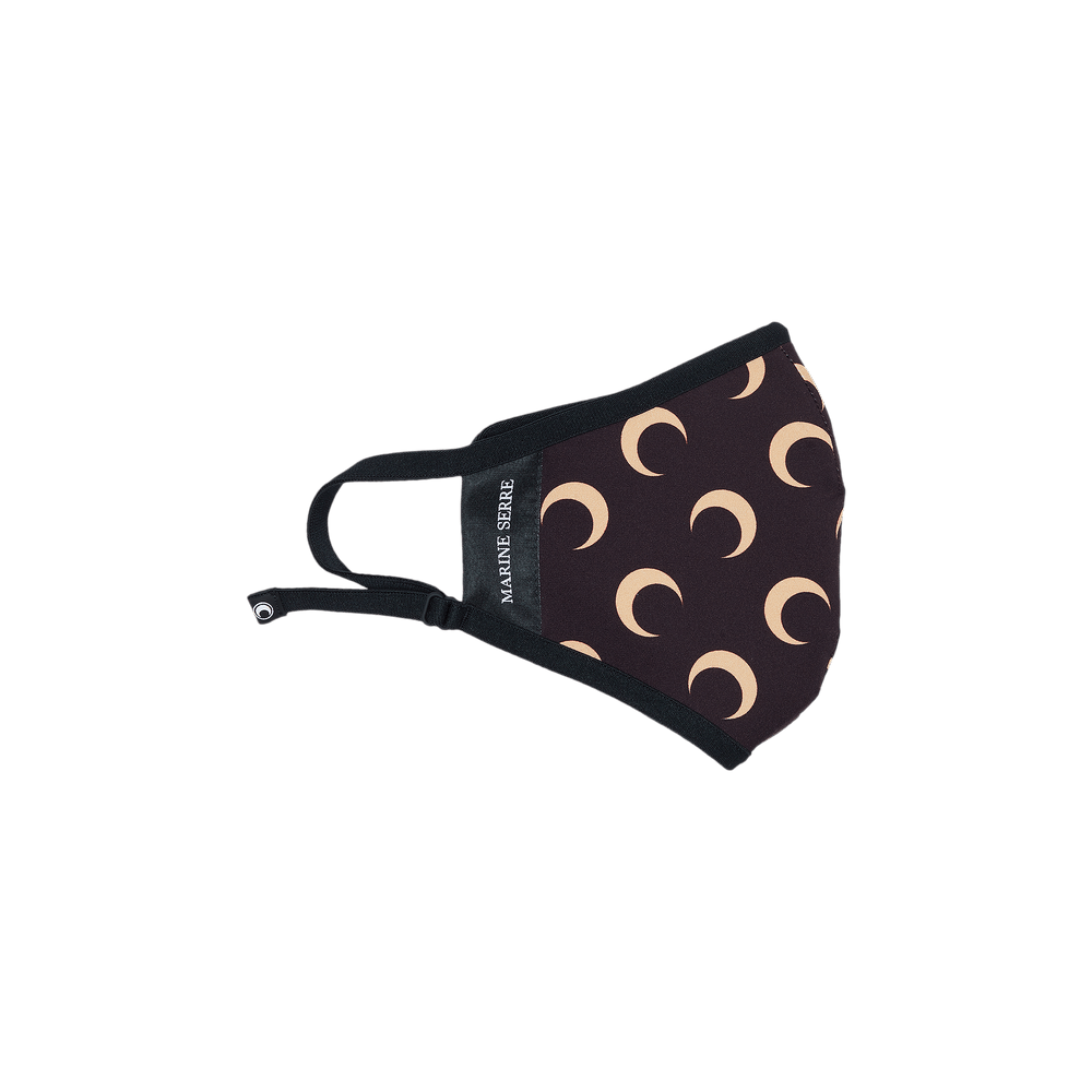 MARINE SERRE | ALL OVER MOON DAILY MASK MOON BROWN マスク Tan & Black Allover Moon Daily Wear Mask by Marine Serre on Sale