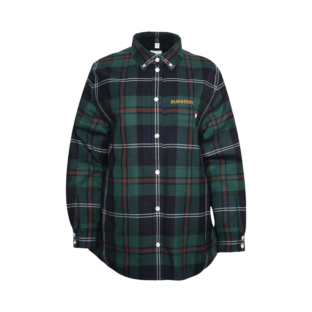 Buy Burberry Embroidered Logo Check Overshirt Dark Viridian Green 8062346 GOAT