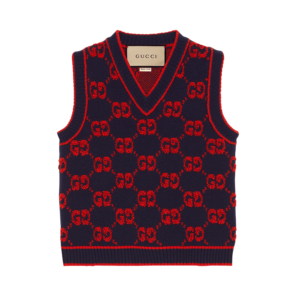 GG Cotton Jacquard Sweater Vest in Red - Gucci