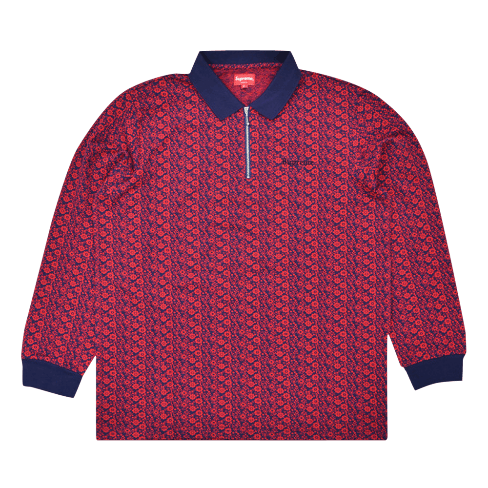 Buy Supreme Floral Jacquard Zip Long-Sleeve Polo 'Magenta