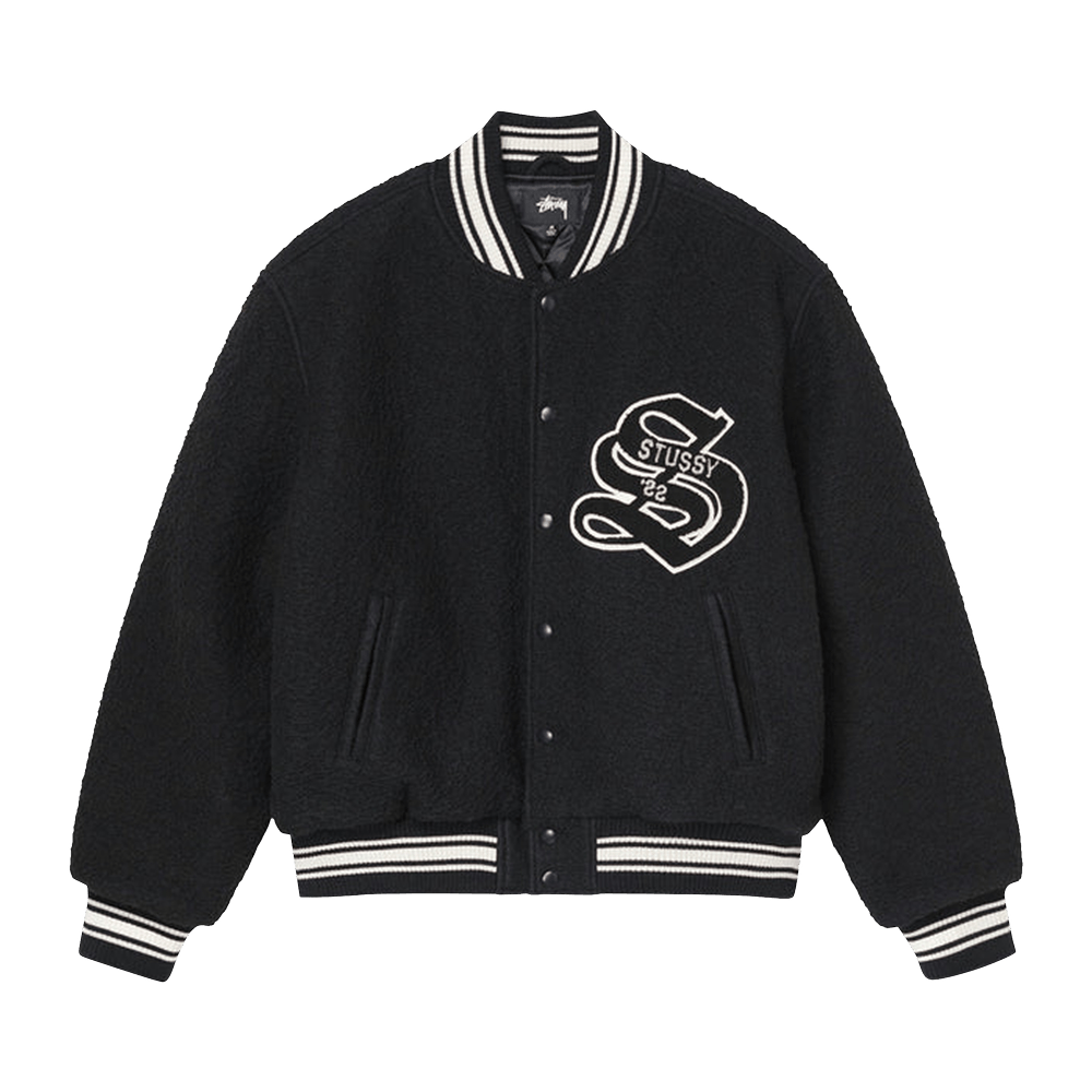 Buy Stussy Casentino Wool Varsity Jacket 'Black' - 115678 BLAC | GOAT