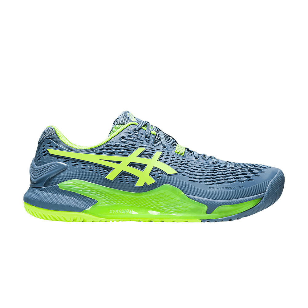 Asics Gel Resolution 9 Steel Blue Hazard Green