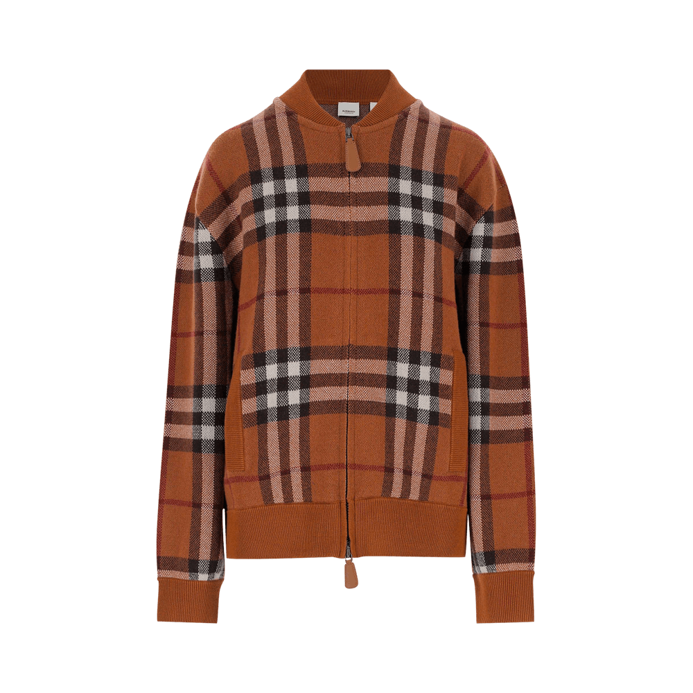 Buy Burberry Checked Zip Up Jacket 'Dark Birch Brown