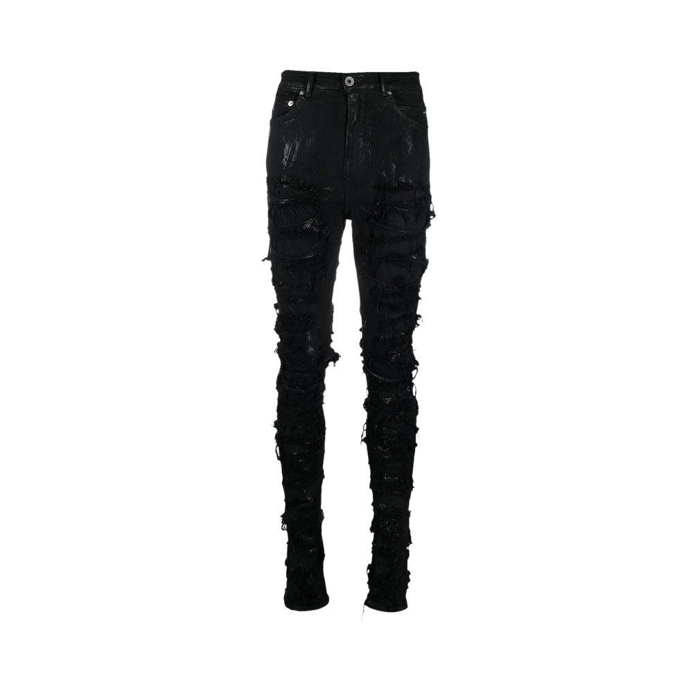 DRKSHDW | SLASHED DETROIT CUT BLACK FOIL COATED JEANS パンツ DRKSHDW | SLASHED DETROIT CUT BLACK FOIL COATED JEANS パンツ