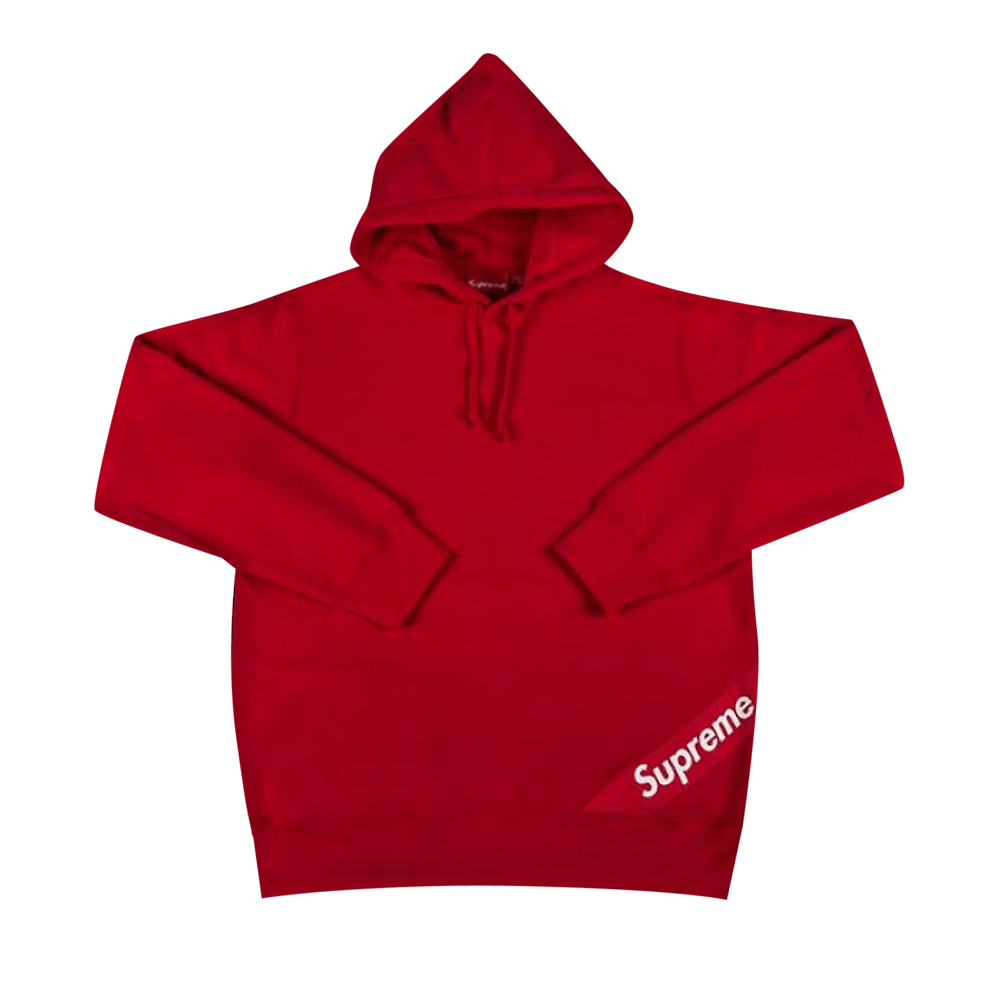 Buy Supreme Corner Label Hooded Sweatshirt 'Red' - SS18SW12