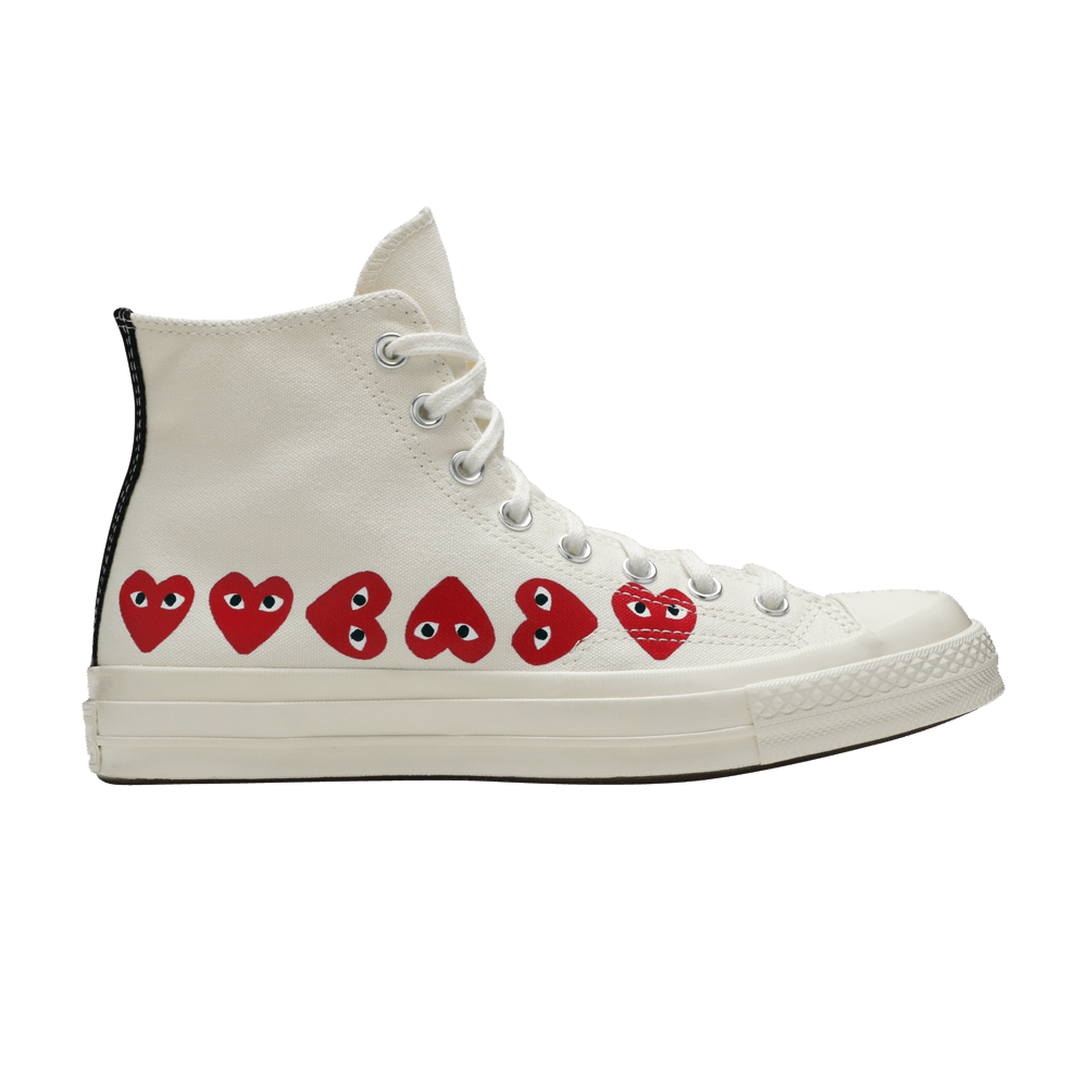 high top white converse with red heart