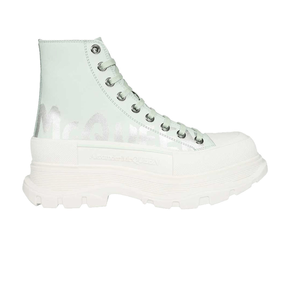Alexander Mcqueen Tread Slick Boot Mcqueen Graffiti Logo - Pastel Green