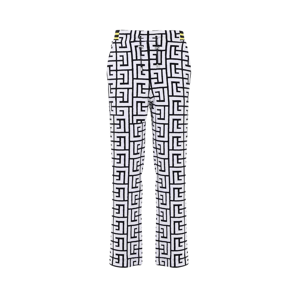 Buy Balmain Maxi Monogram Velvet Pants 'Black