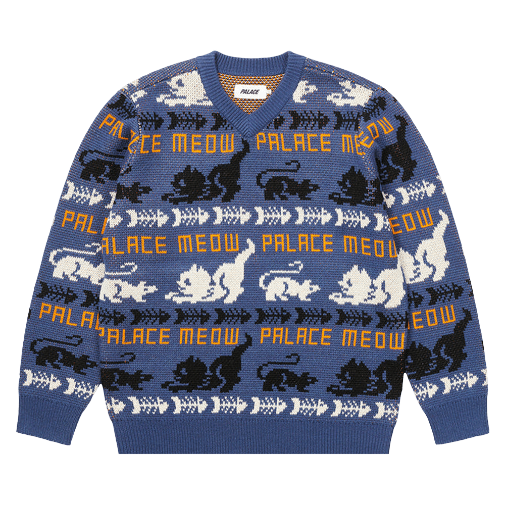 Buy Palace Meow Meow Knit 'Blue' - P23KW144 | GOAT