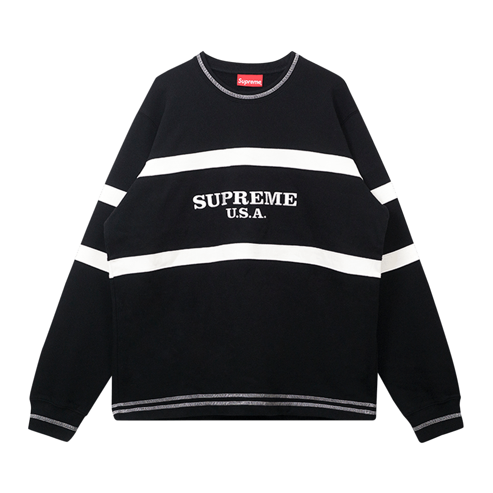 Buy Supreme Center Stripe Crewneck 'Black' - FW16SW37 BLACK