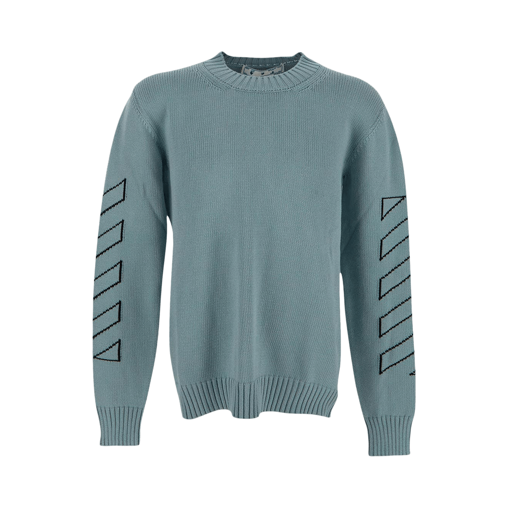 Buy Off-White Diag Outline Knit Crewneck 'Ice Black