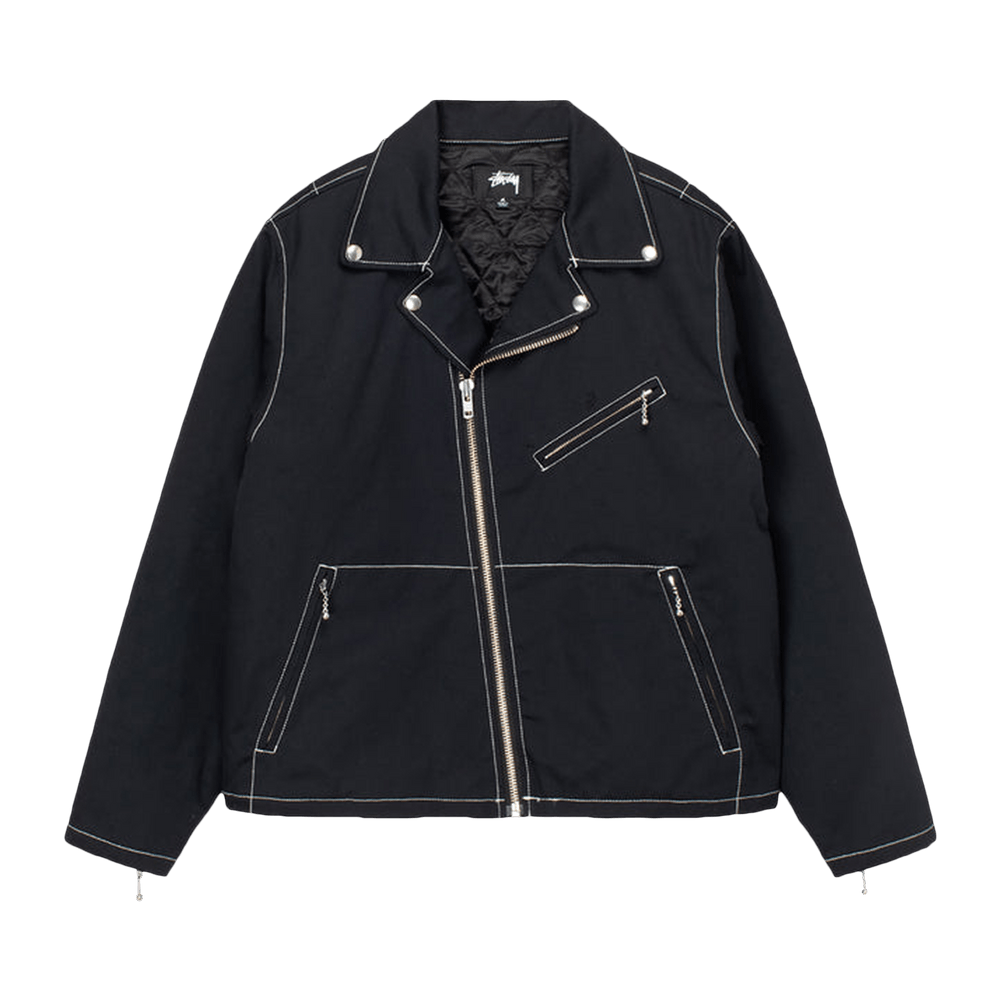 Buy Stussy Twill Moto Zip Jacket 'Black' - 115699 BLAC | GOAT