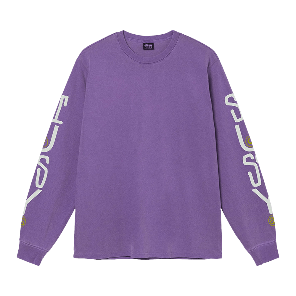 Stussy Classic Stack Pigment Dyed Long Sleeve Tee Purple