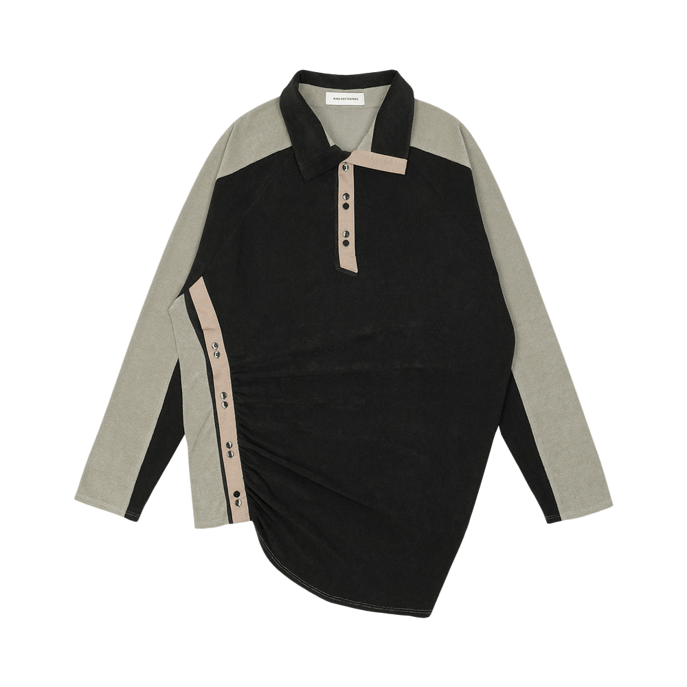 Kiko Kostadinov Halisha Long-Sleeve Top 'Ebony Black/Smoke Grey