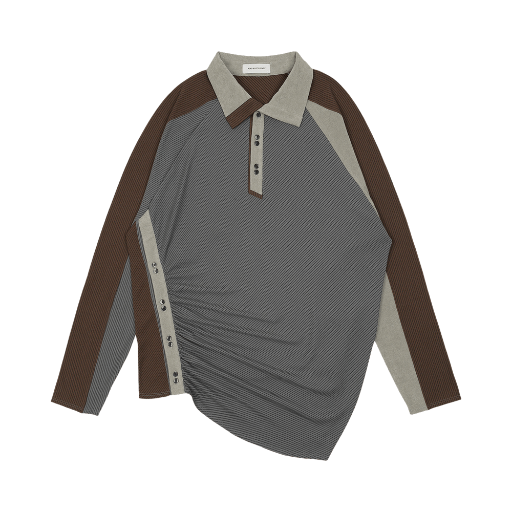 Buy Kiko Kostadinov Halisha Long-Sleeve Top 'Grey/Brown Stripe 