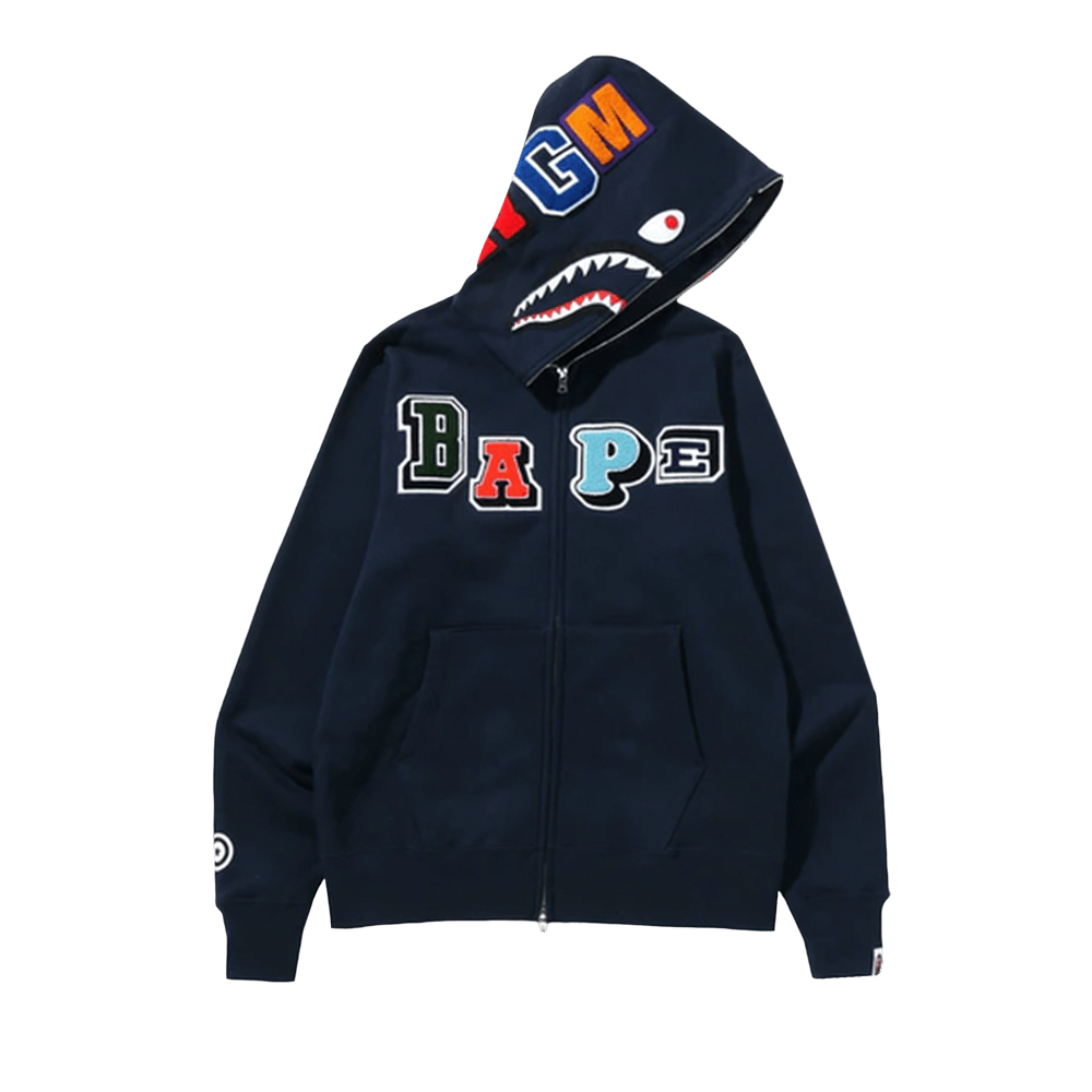 Bape navy shark hoodie discount