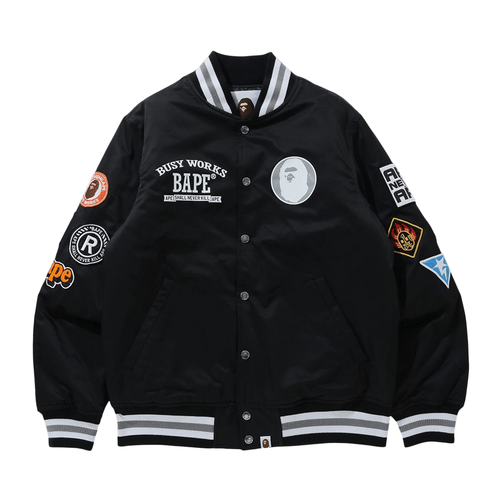 Bape majestic clearance satin varsity jacket