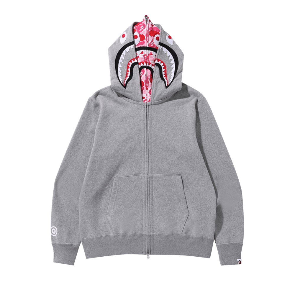 Buy BAPE ABC Camo Shark Wide Fit Full Zip Double Hoodie 'Grey