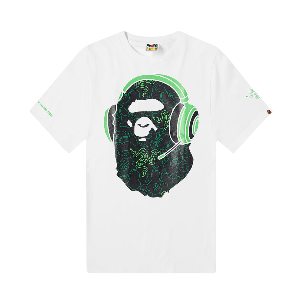 Buy BAPE x Razer Neon Camo Ape Head Tee 'White' - 1I23 110