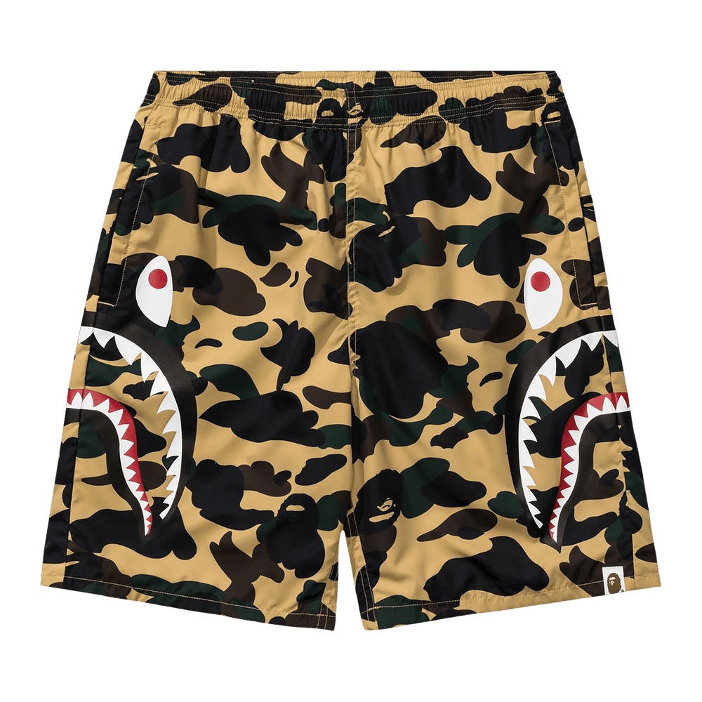 Bape 1st Camo Side Shark Beach Shorts Yellow
