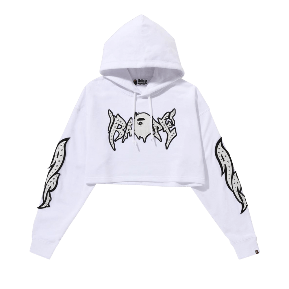 最安値で  Hoodie Cropped Studded Graffiti BAPE Buy 'White' 214 1I80 - トップス
