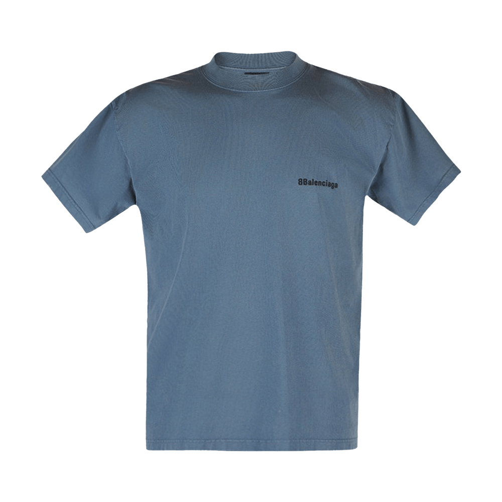 Balenciaga BB Center Logo T-Shirt Washed Blue/Black