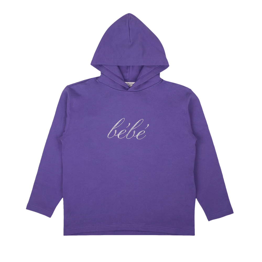Buy Balenciaga Rhinestone Bebe Cropped Logo Hoodie 'Purple