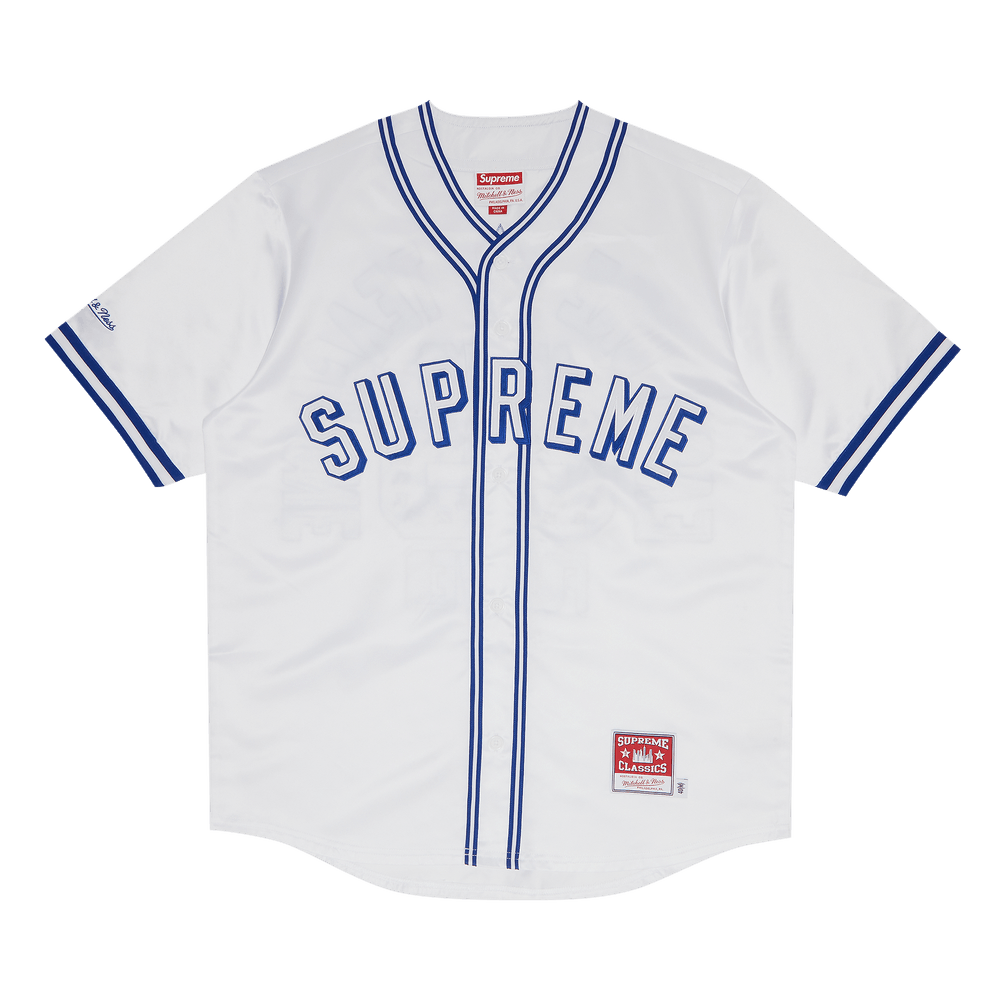 Supreme Mitchell & Ness Satin Baseball Jersey White Men's - SS23 - US