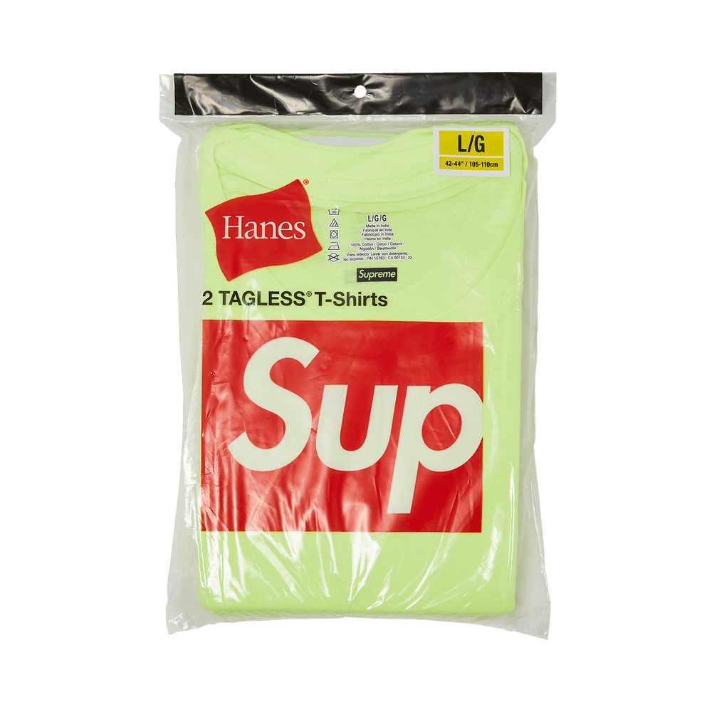 Buy Supreme x Hanes Tagless Tees (2 Pack) 'Fluorescent Yellow' - SS23A12  FLUORESCENT YELLOW