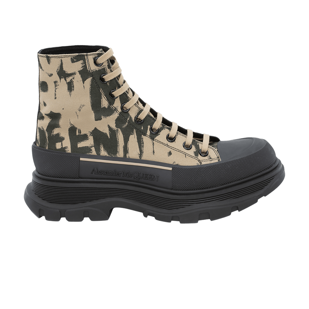 Alexander McQueen Tread Slick Boot Beige Black Graffiti